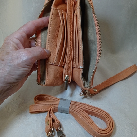 Coral Colored Clutch/Crossbody Bag - Picture 2 of 4